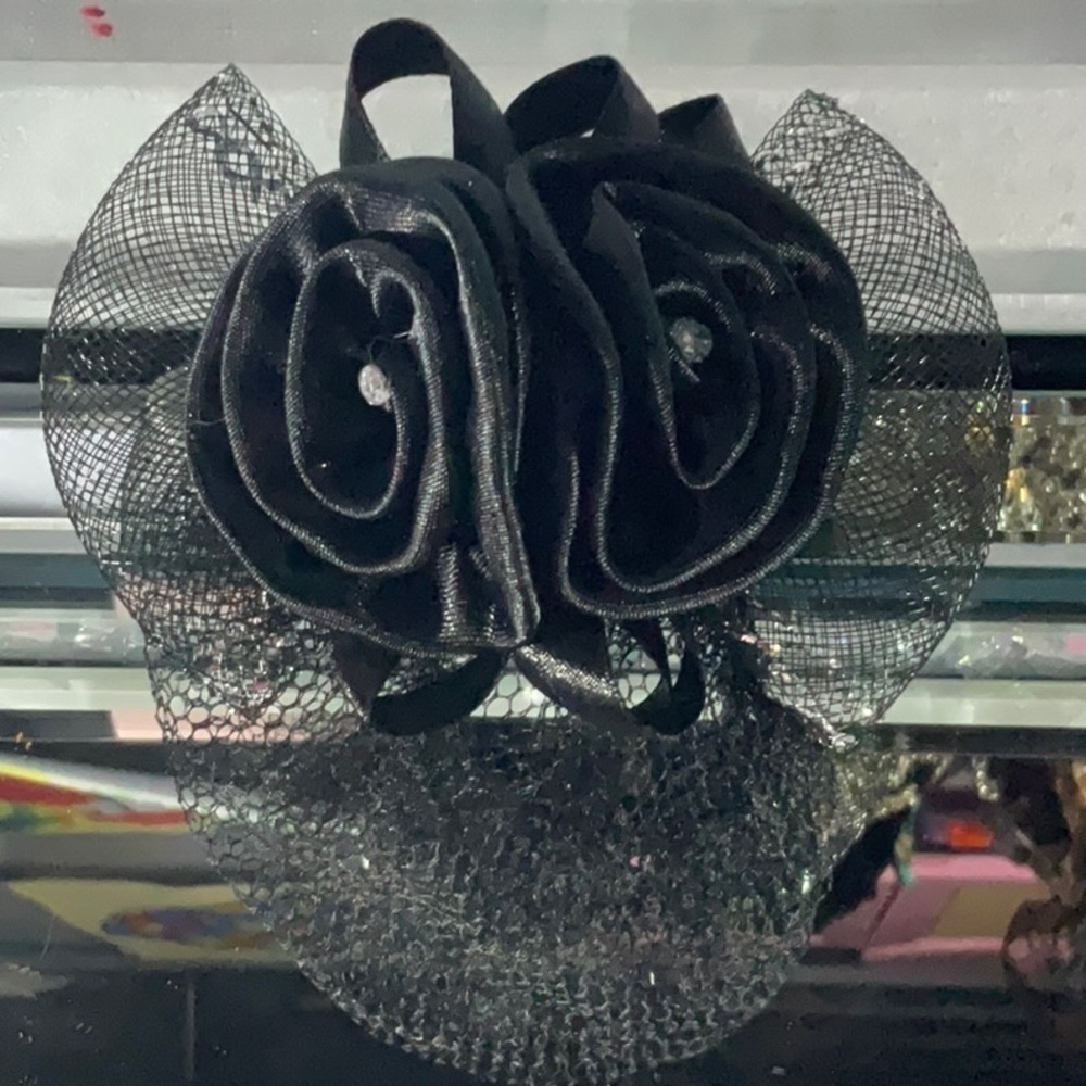 Vintage Black Barrette with Hairnet for Low Bun